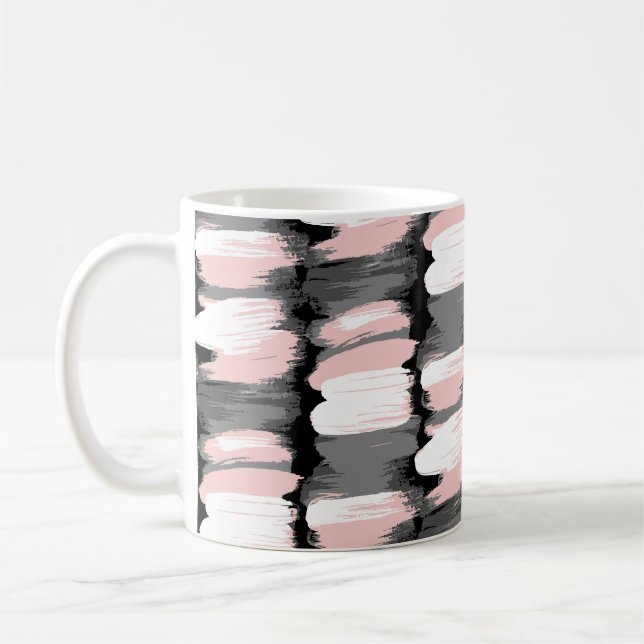 Vintage Pinselstriche, grau-rosa Dekoration. Kaffeetasse (Links)