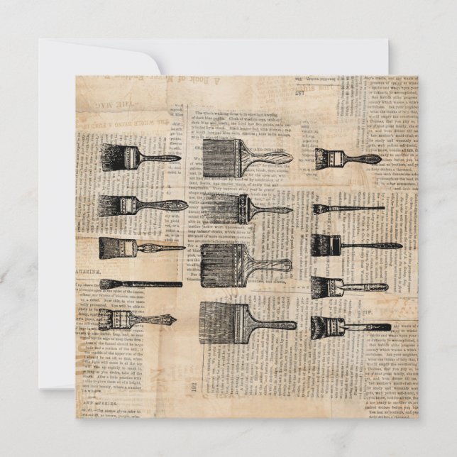 Vintage Pinselstriche Pinselstriche Druckausdruck Karte (Vorderseite)