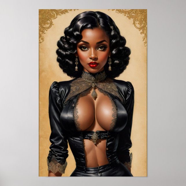 Vintage Pinup Black Girl Poster (Vorne)