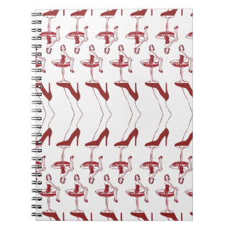 Vintage Pinup Cocktailglas Aquarell Notizbuch Notizblock