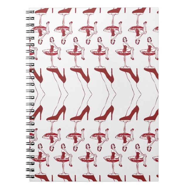 Vintage Pinup Cocktailglas Aquarell Notizbuch Notizblock (Vorderseite)