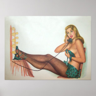 Vintage Pinup Girl Originale Farbe 4 Poster