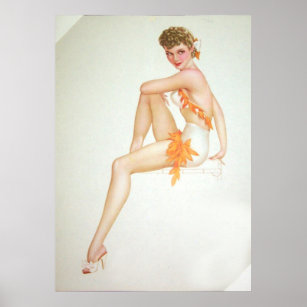 Vintage Pinup Girl Originale Farbe 6 Poster
