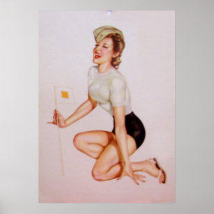 Vintage Pinup Girl Originale Farbe 9 Poster