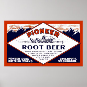 Vintage Pioneer Root Beer Soda Werbung Poster