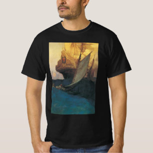 Vintage-Pirat, Angriff auf einen Galleon von Howar T-Shirt