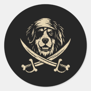Vintage-Pirat Berner Sennenhund Kreuzbein Hund Runder Aufkleber