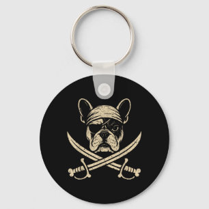 Vintage Pirat Französische Bulldogge Kreuzbein Hun Schlüsselanhänger