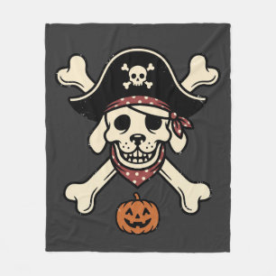 Vintage-Pirat-Hund-Halloween-Totenkopf-Kreuzknoche Fleecedecke
