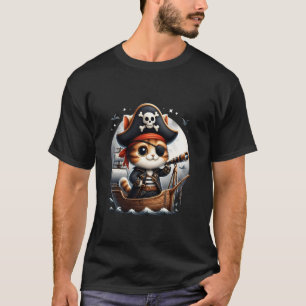 Vintage-Pirat-Katzen-Abenteuer Retro-Katzenliebhab T-Shirt