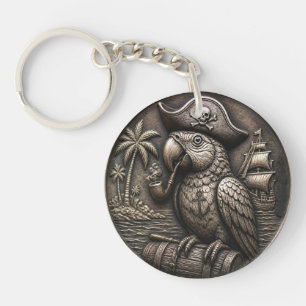 Vintage-Pirat-Papageien-Hobo-Nickel-Münzkunst Schlüsselanhänger