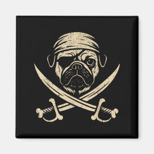 Vintage-Pirat-Pug-Totenkopf-Hunde-Liebhaber Magnet