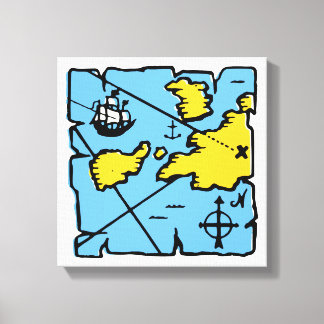 Vintage Pirate Map Stretched Canvas Print (Small) Leinwanddruck
