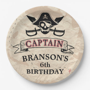 Vintage Pirate Treasmap Geburtstag Pappteller