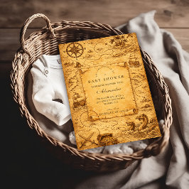 Vintage Pirate Treasure Map Baby Shower Einladung