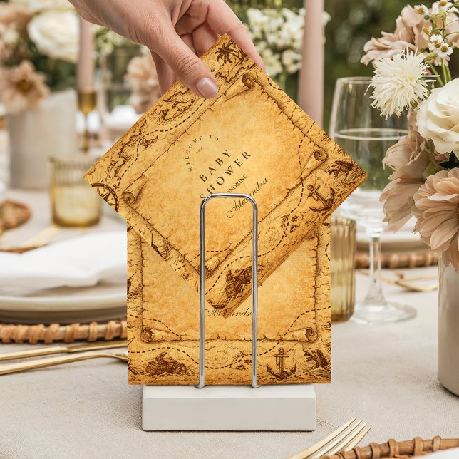 Vintage Pirate Treasure Map Baby Shower Serviette (Von Creator hochgeladen)