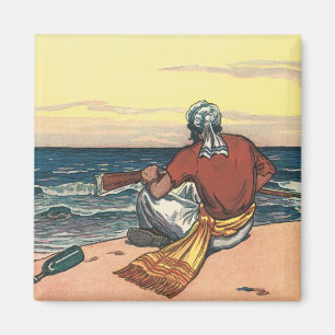 Vintage-Piraten, auf einer einsamen Insel ausgeset Magnet