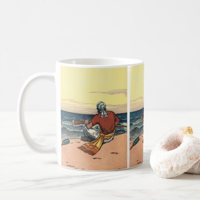 Vintage Piraten auf einer veralteten Insel Kaffeetasse (Mit Donut)
