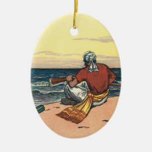 Vintage Piraten auf einer veralteten Insel Keramikornament