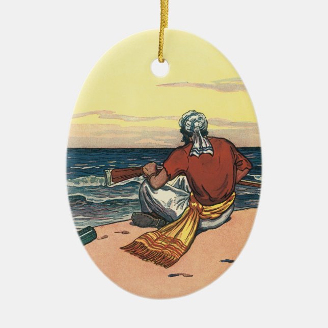 Vintage Piraten auf einer veralteten Insel Keramikornament (Vorne)