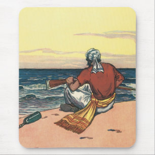 Vintage Piraten auf einer veralteten Insel Mousepad