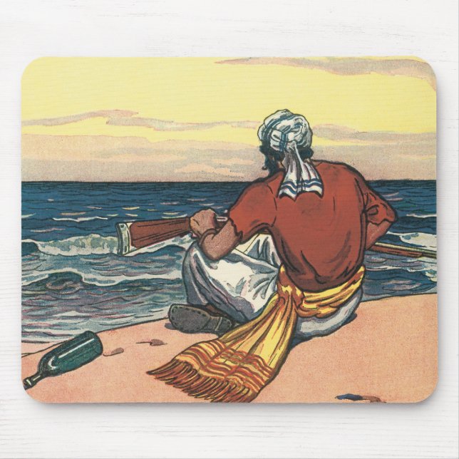 Vintage Piraten auf einer veralteten Insel Mousepad (Vorne)