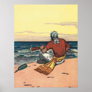 Vintage Piraten auf einer veralteten Insel Poster