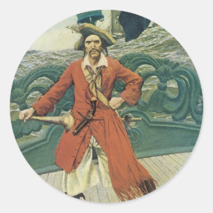 Vintage Piraten, Captain Keitt von Howard Pyle Runder Aufkleber