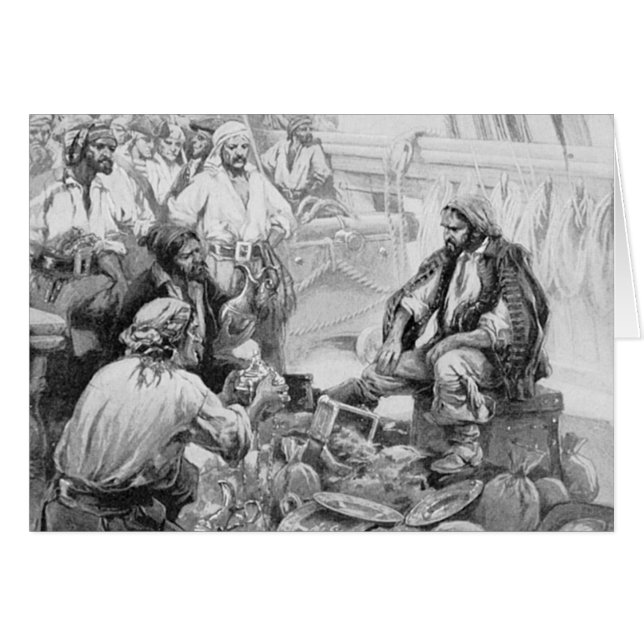 Vintage Piraten, die ihre Schätze zählen und viel (Vorderseite (Horizontal))