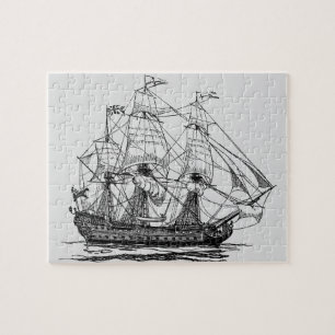 Vintage-Piraten-Galleon, Skizze eines 74-Kanonen-S Puzzle