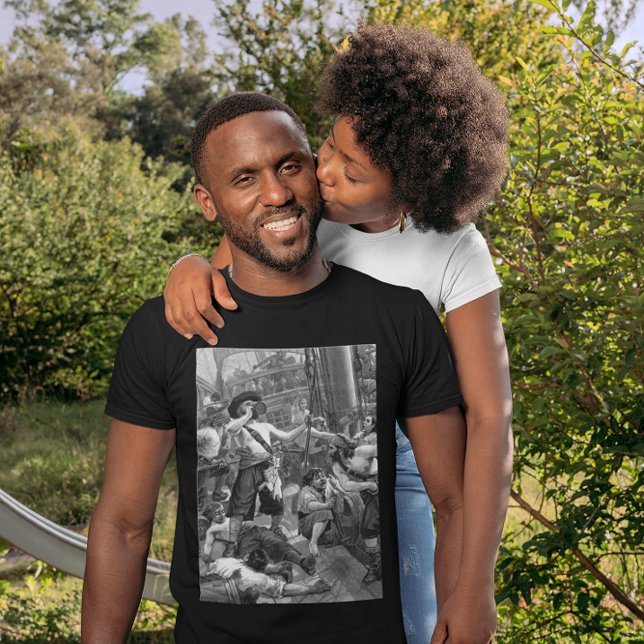 Vintage Piraten kämpfen und trinken auf dem Schiff T-Shirt (Von Creator hochgeladen)