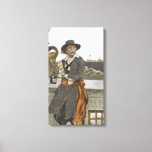 Vintage-Piraten, Kidd auf dem Deck der Adventure G Leinwanddruck