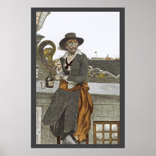 Vintage-Piraten, Kidd auf dem Deck der Adventure G Poster