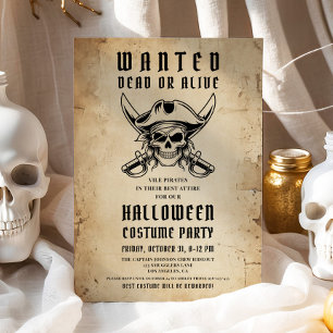 Vintage-Piraten-Schädel-Halloween-Kostüm-Party Einladung