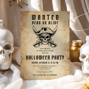 Vintage-Piraten-Schädel-Halloween-Party Einladung
