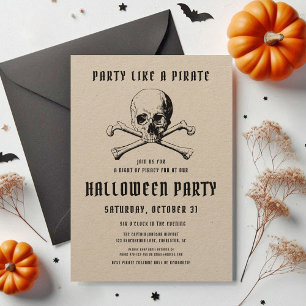 Vintage-Piraten-Schädel und Knochen Halloween Einladung