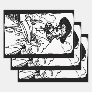 Vintage-Piraten-Skizze eines Kapitäns von Howard P Geschenkpapier Set