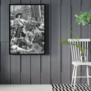 Vintage Piraten trinken und kämpfen auf dem Schiff Poster