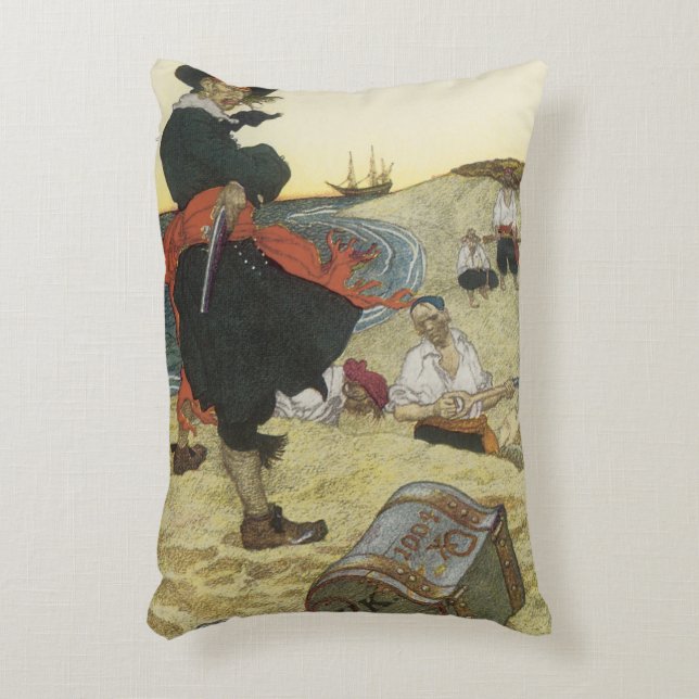 Vintage Piraten, William Kidd Burying Treasure Dekokissen (Vorderseite(Vertikal))