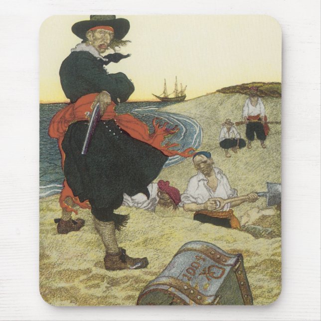Vintage Piraten, William Kidd Burying Treasure Mousepad (Vorne)