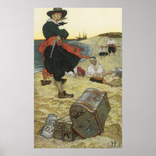 Vintage Piraten, William Kidd Burying Treasure Poster