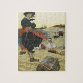 Vintage Piraten, William Kidd Burying Treasure Puzzle