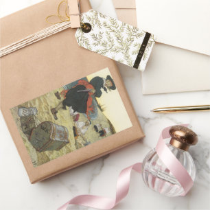 Vintage Piraten, William Kidd Burying Treasure Rechteckiger Aufkleber