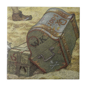Vintage-Piraten, William Kidd vergräbt Schätze Fliese