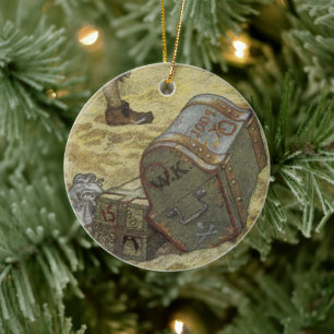 Vintage-Piraten, William Kidd vergräbt Schätze Keramikornament