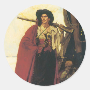 Vintage-Piratenbukanier war ein malerischer Bursch Runder Aufkleber