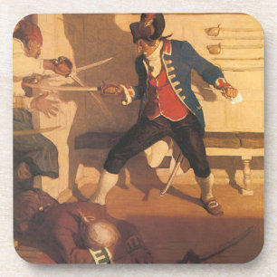 Vintage-Piratencaptain, Schwertkampf von NC Wyeth Getränkeuntersetzer