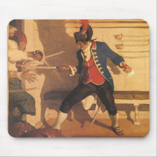 Vintage-Piratencaptain, Schwertkampf von NC Wyeth Mousepad