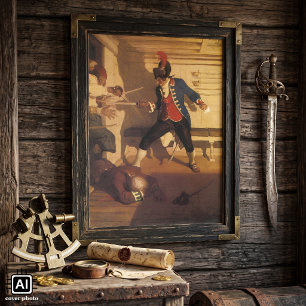 Vintage-Piratenchef, Schwertkampf von NC Wyeth Poster