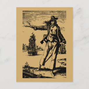 Vintage-Piratendame Anne Bonny Postkarte